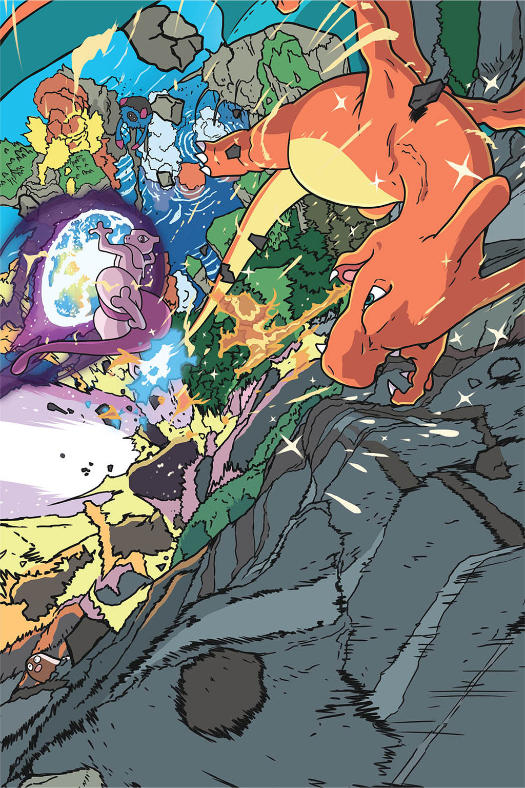 Charizard & Mewtwo Wall Poster