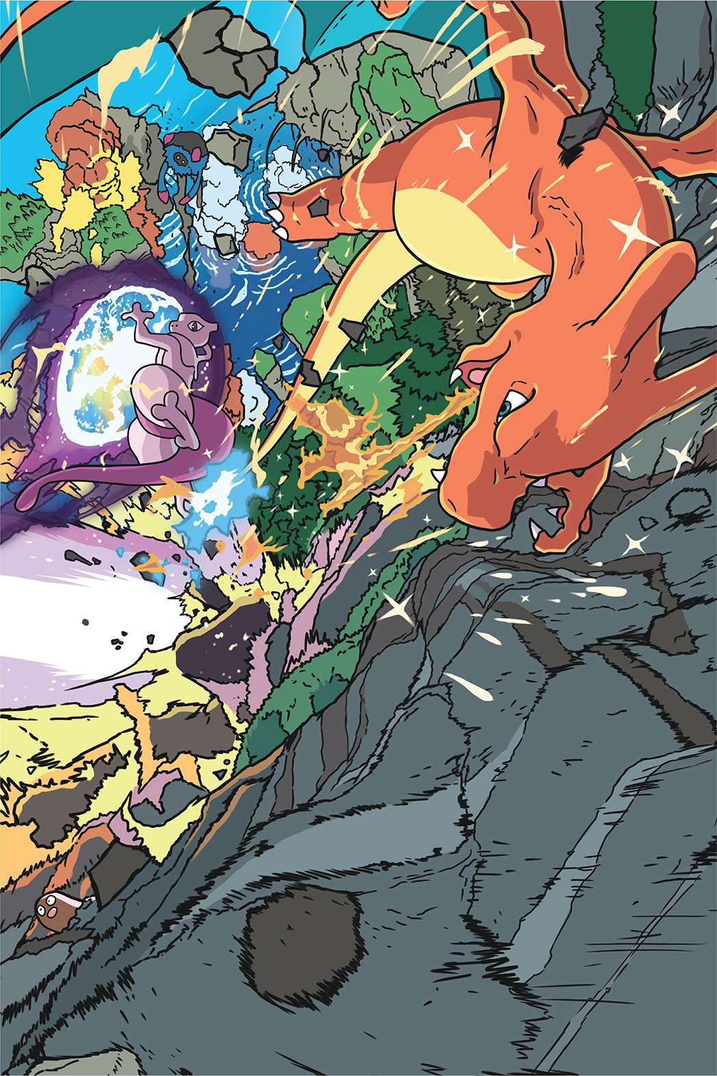 Charizard & Mewtwo Wall Poster