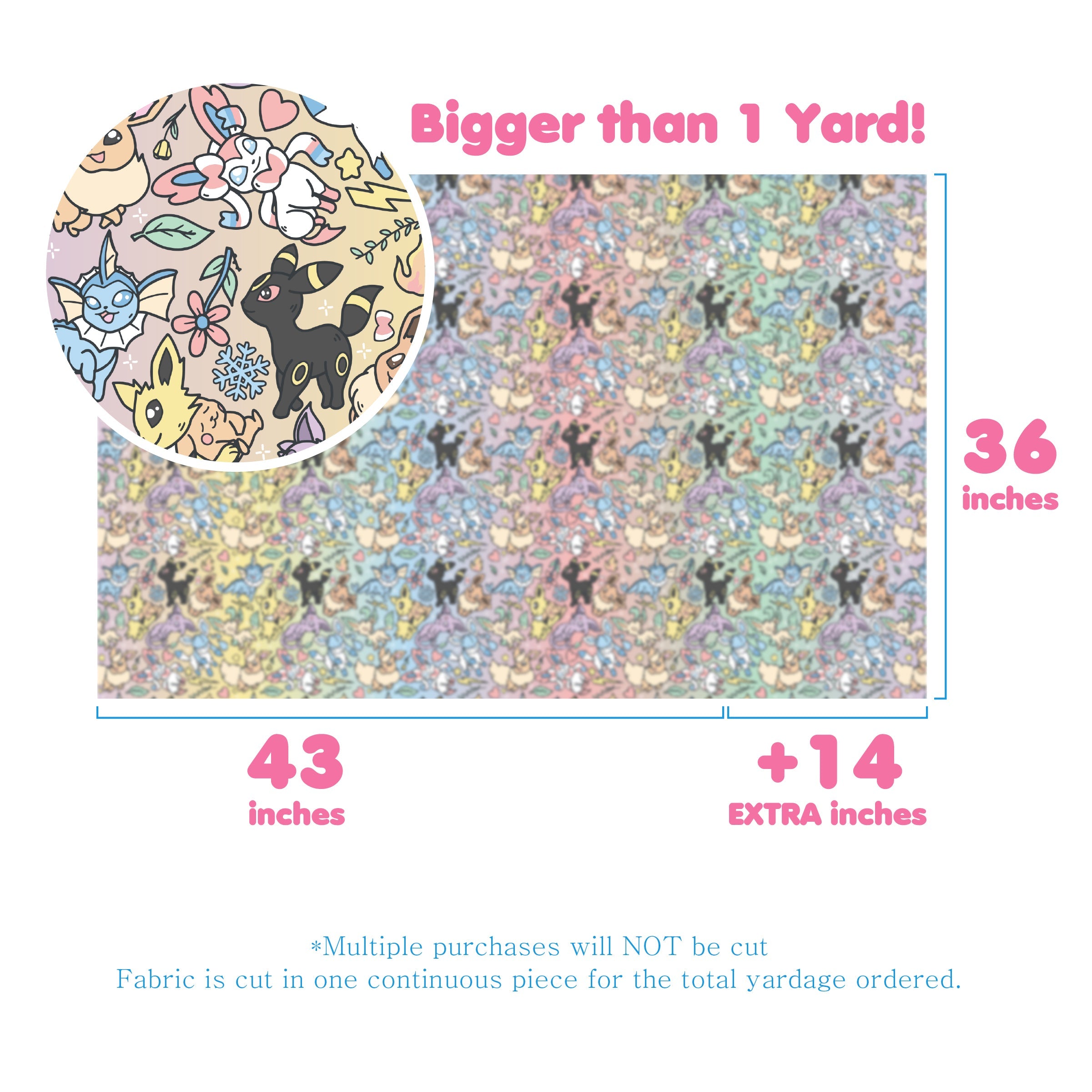 Eeveelutions Rainbow Fabric