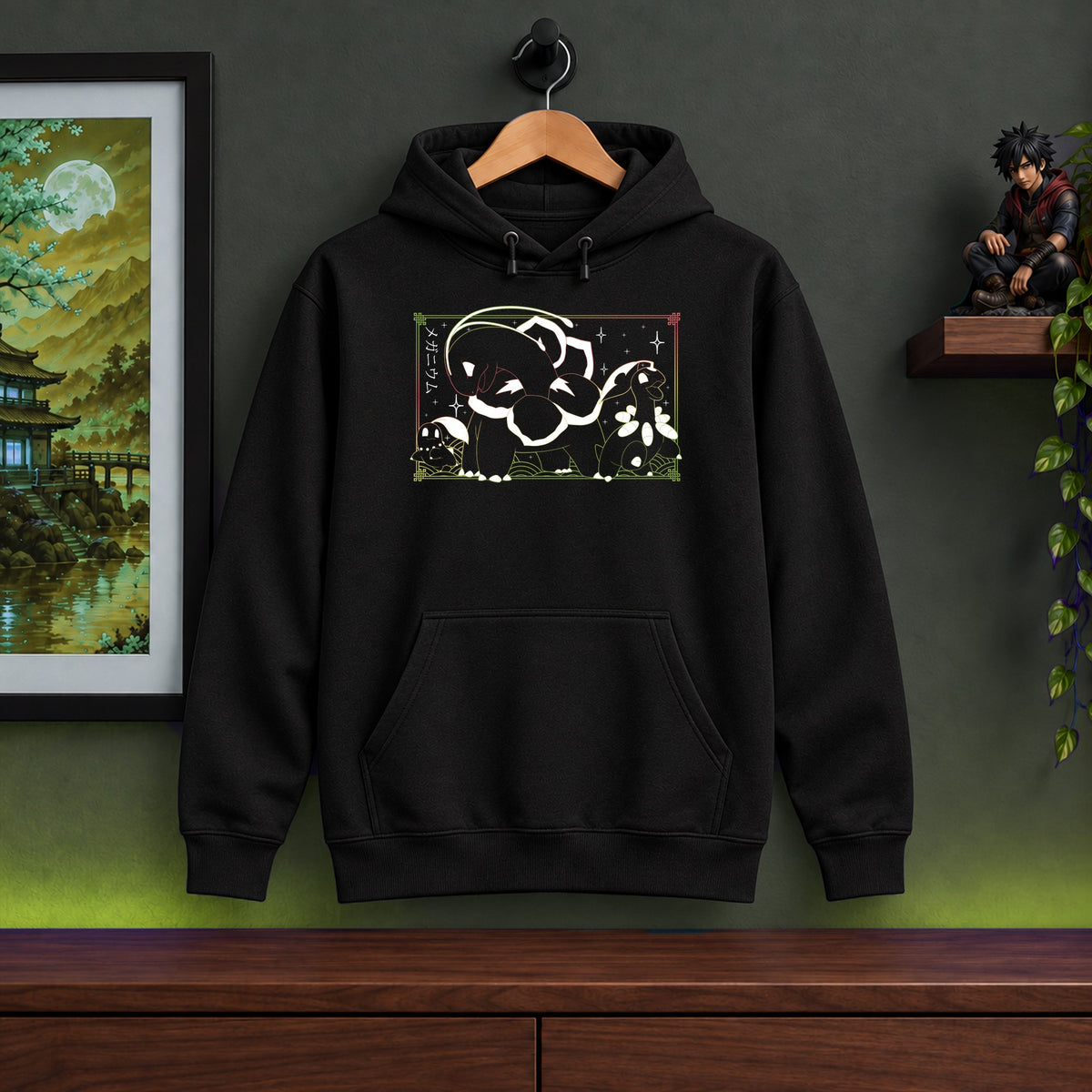 Chikorita Evolution Black Hoodie