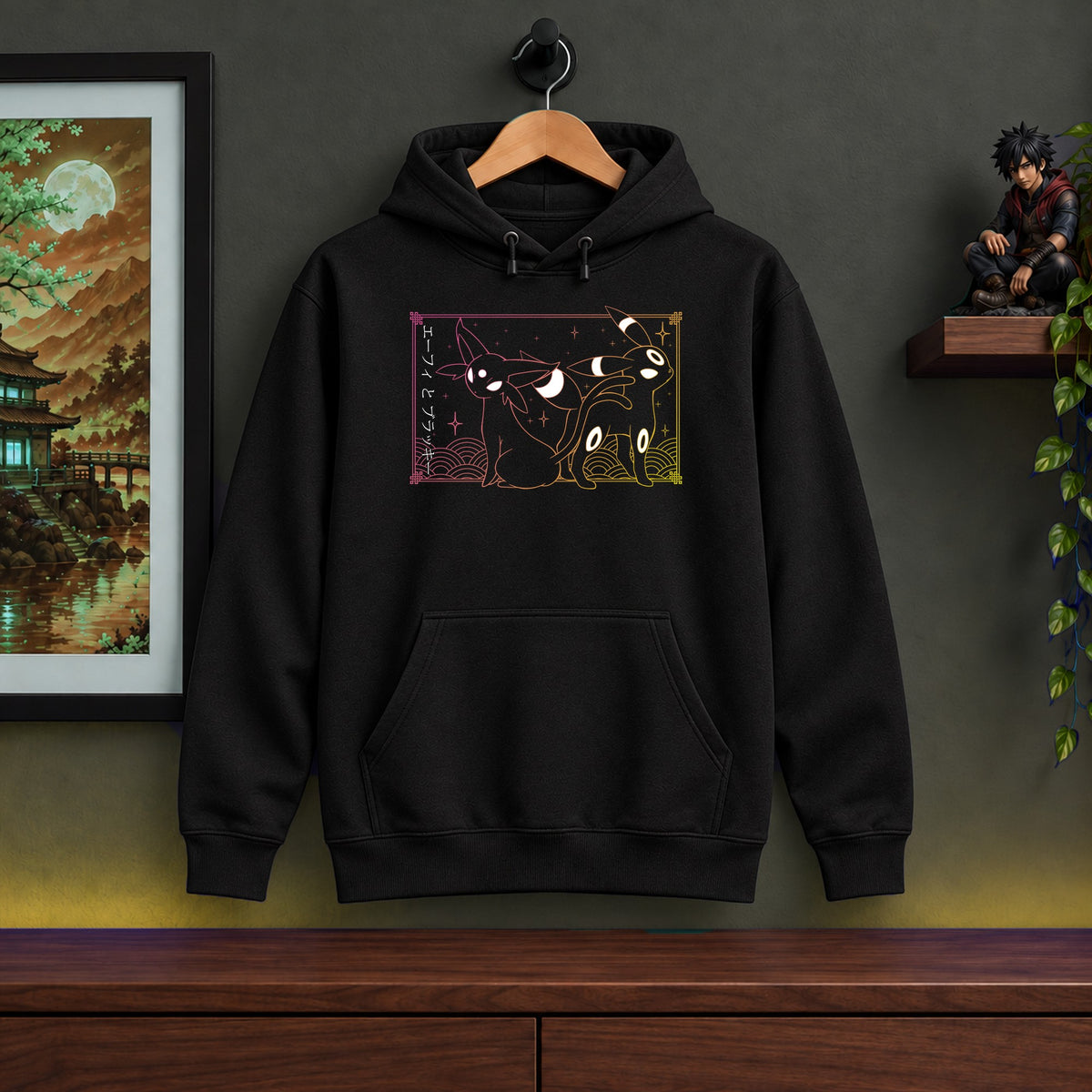 Espeon & Umbreon Black Hoodie