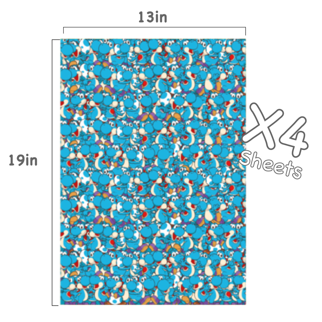 Yoshi Mario Wrapping Paper (Light Blue)