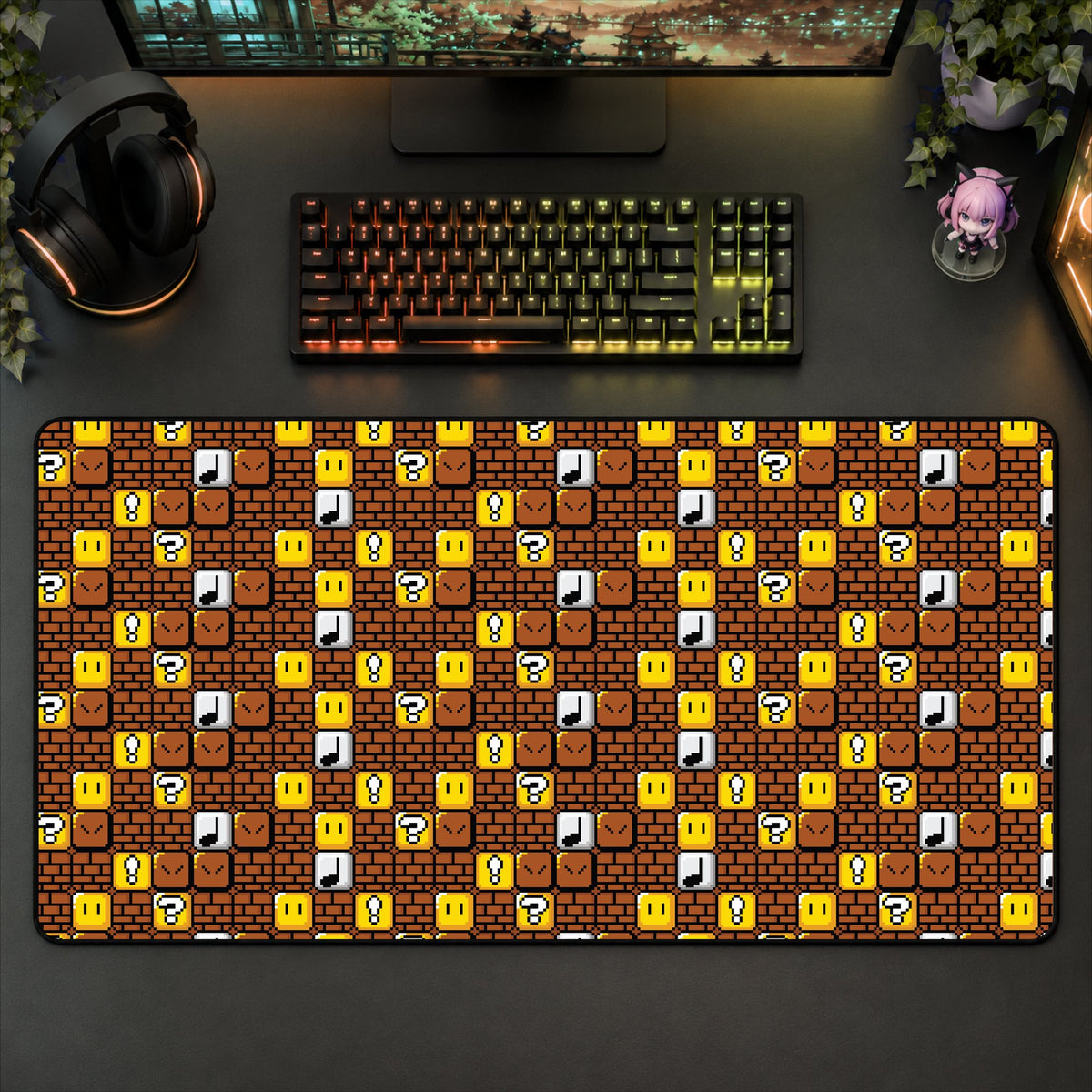 Mario Blocks Desk Mat