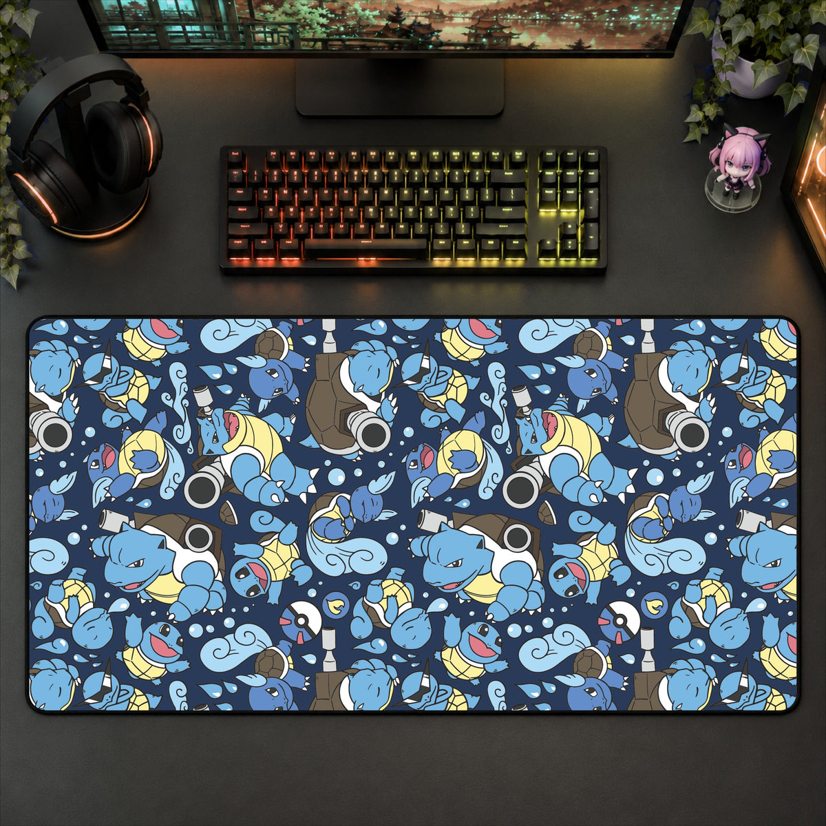 Blastoise Dark Blue Desk Mat