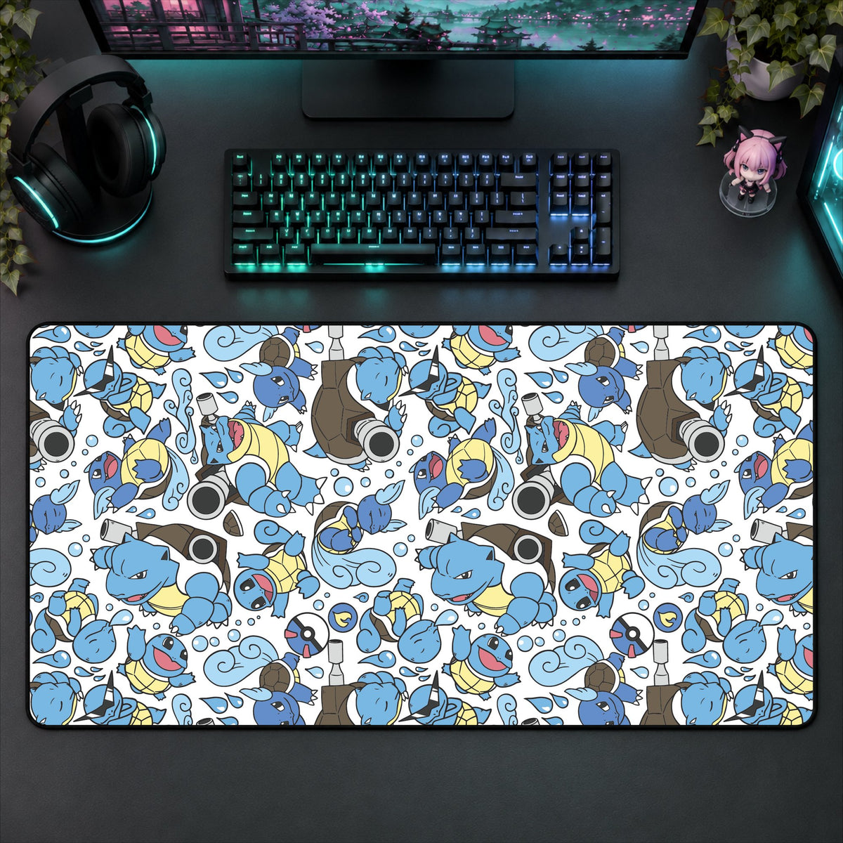 Blastoise White Desk Mat
