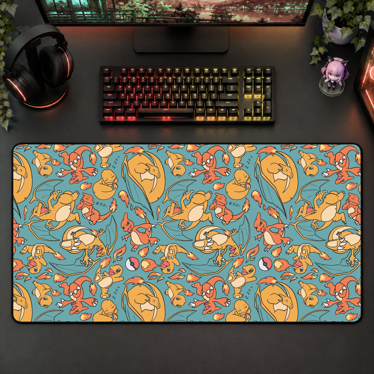 Charizard Green Desk Mat