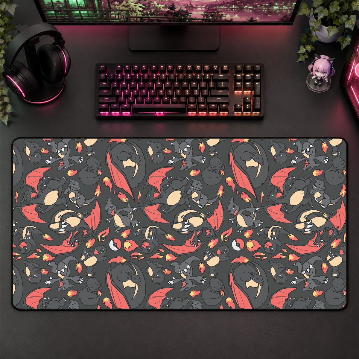 Charizard Black Desk Mat
