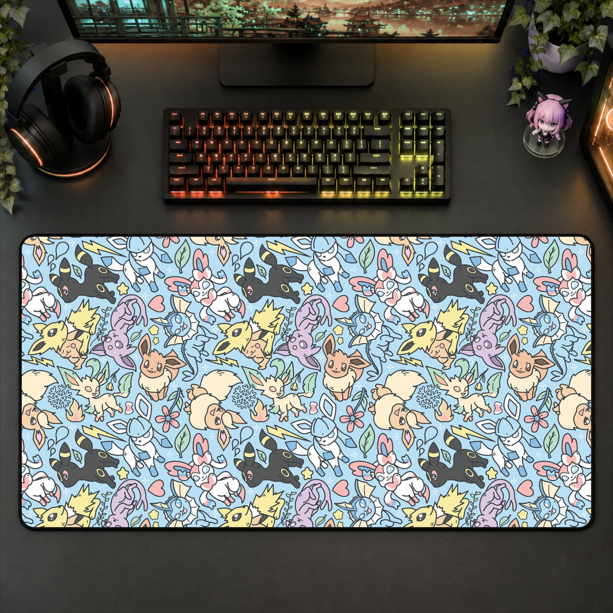 Eeveelution Desk Mat (Blue)