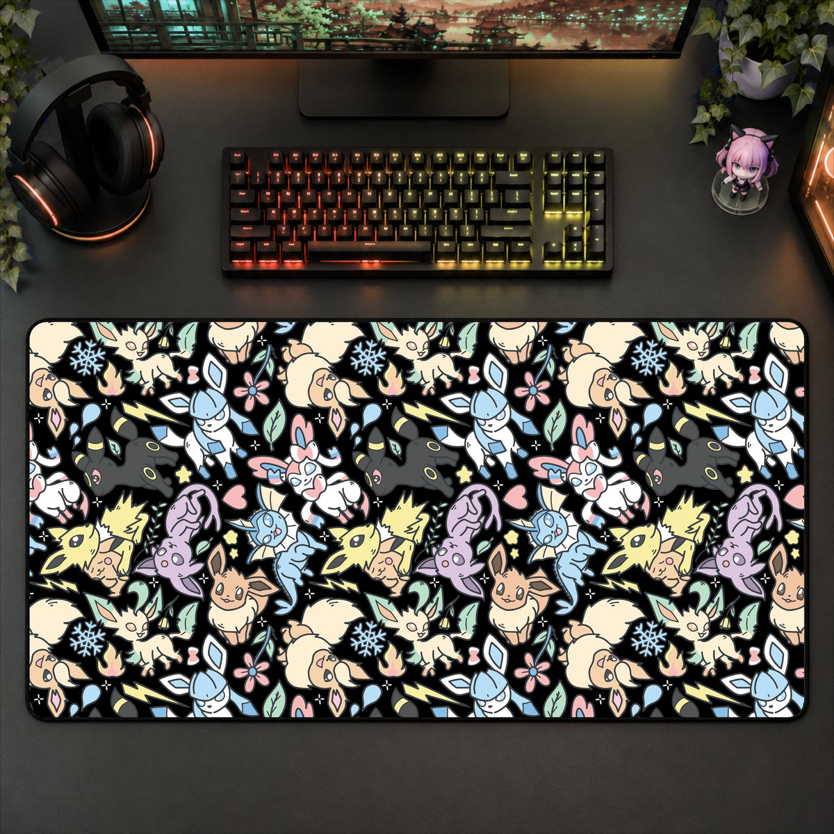 Eeveelution Desk Mat (Black)