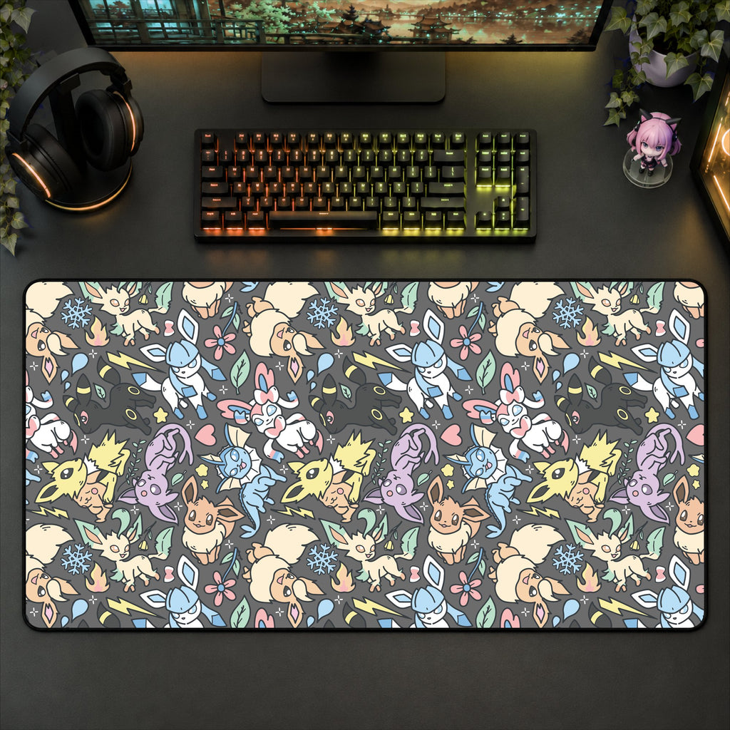 Eeveelution Desk Mat (Grey)