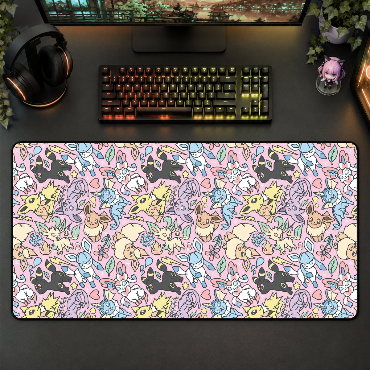 Eeveelution Desk Mat (Pink)