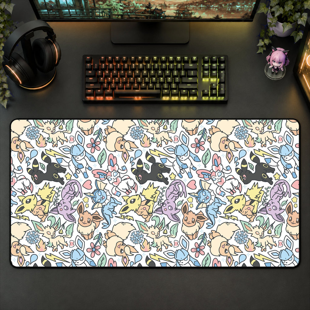 Eeveelution Desk Mat (White)