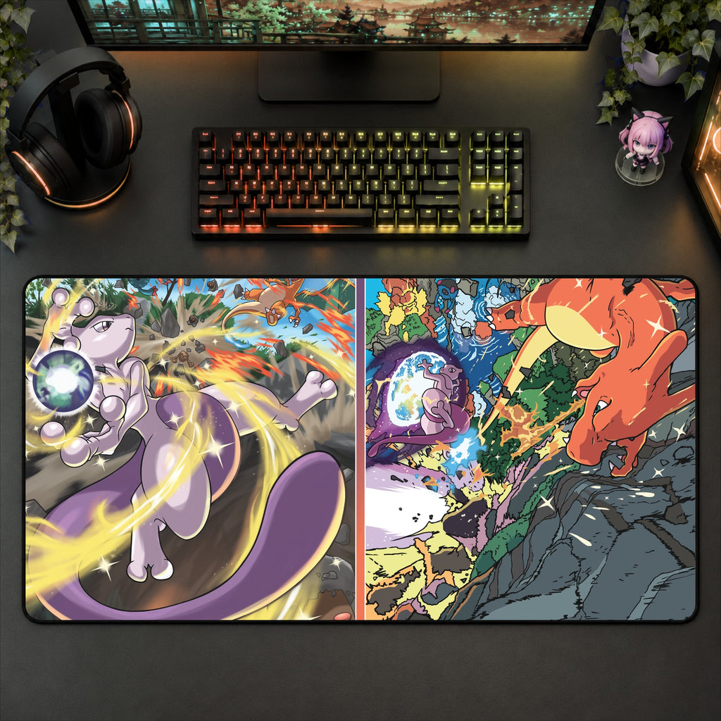 Mewtwo VS Carizard Desk Mat
