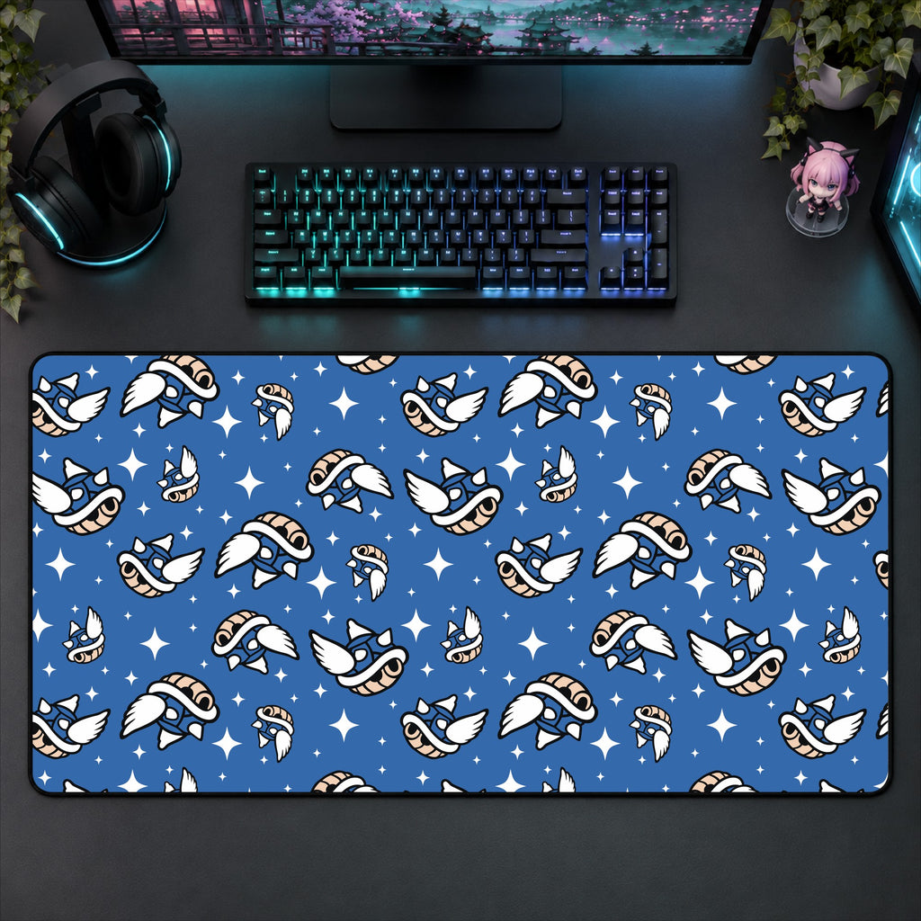 Mario Shells (Blue) Desk Mat