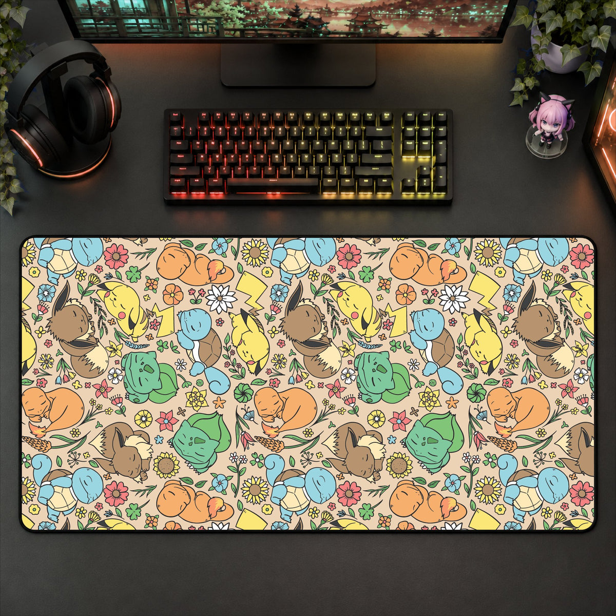 Sleeping Starter (Brown) Desk Mat