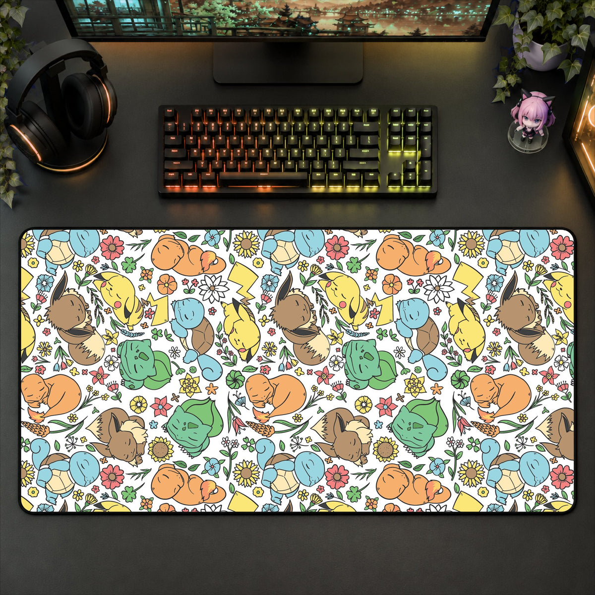 Sleeping Starter (White) Desk Mat