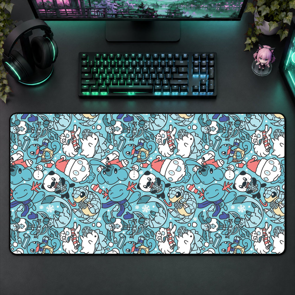 Winter Light Blue Desk Mat
