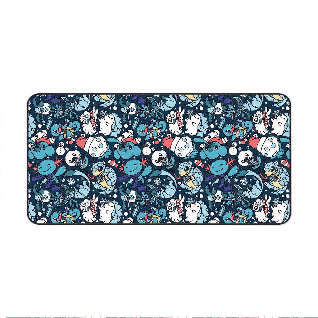 Winter Dark Blue Desk Mat