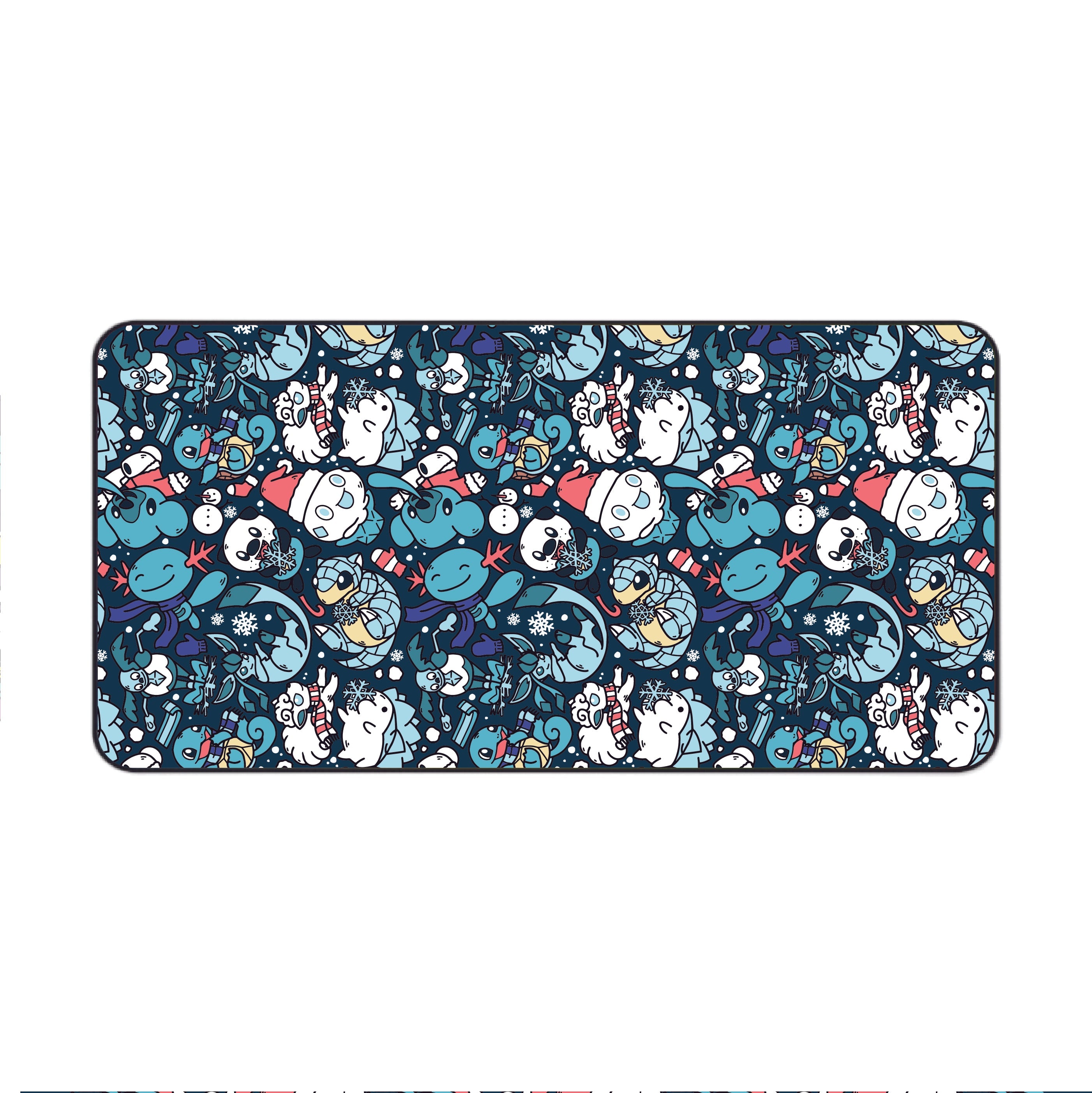 Winter Dark Blue Desk Mat