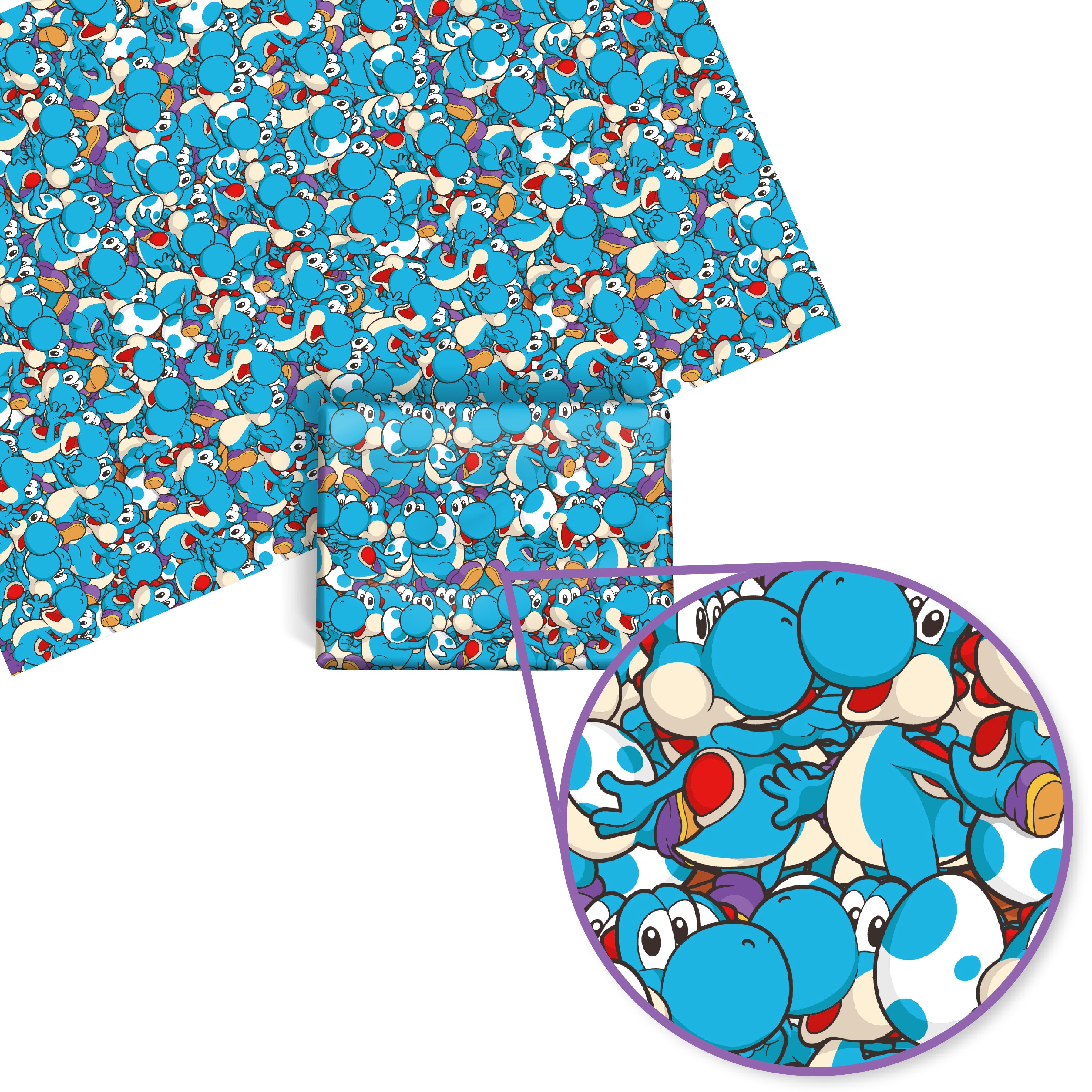 Yoshi Mario Wrapping Paper (Light Blue)